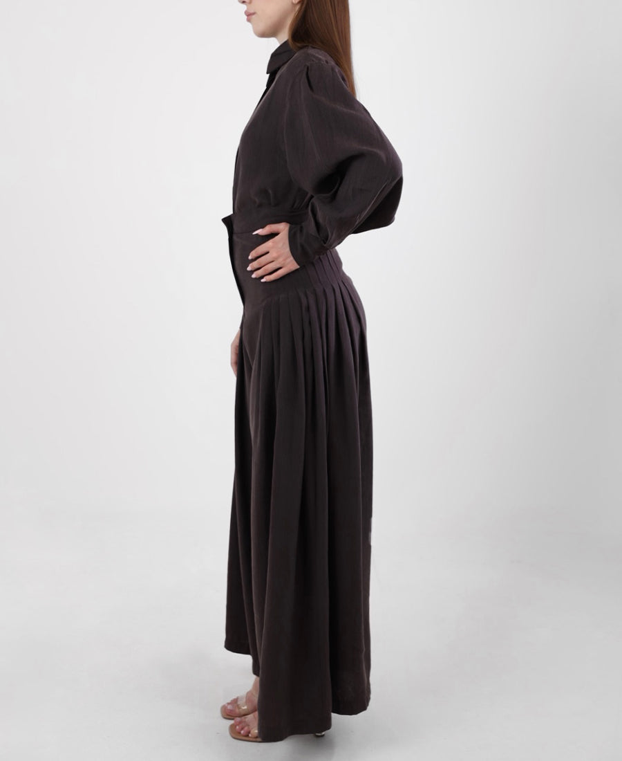 Oversize shirt set with wide leg trousers, high waisted