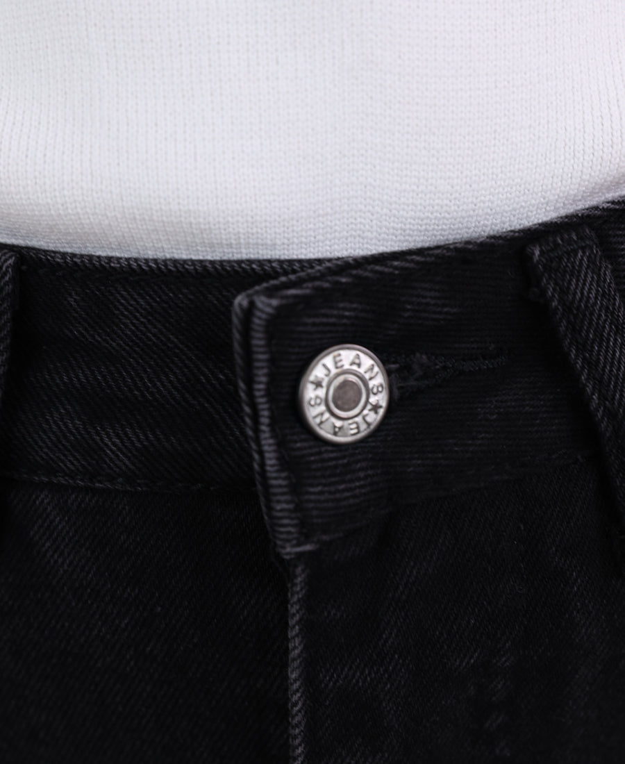 Black straight jeans with a side stripe