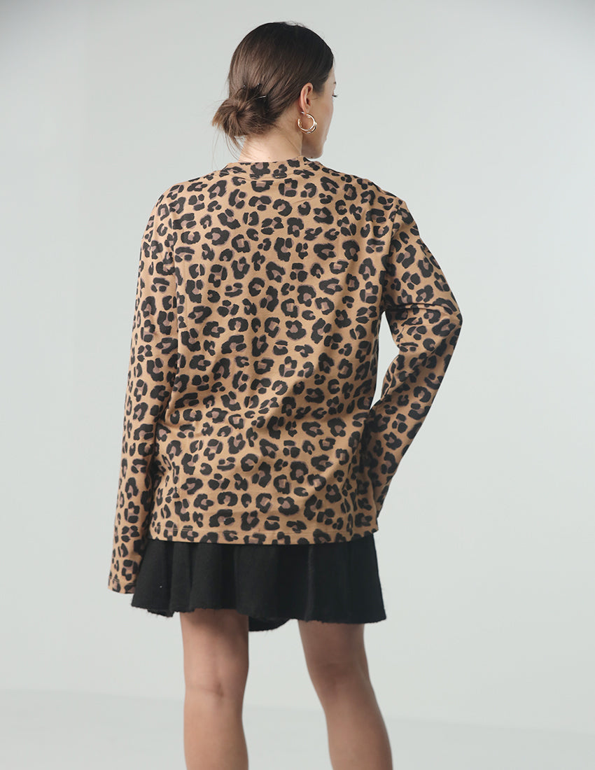 Oversized brown tiger print blouse