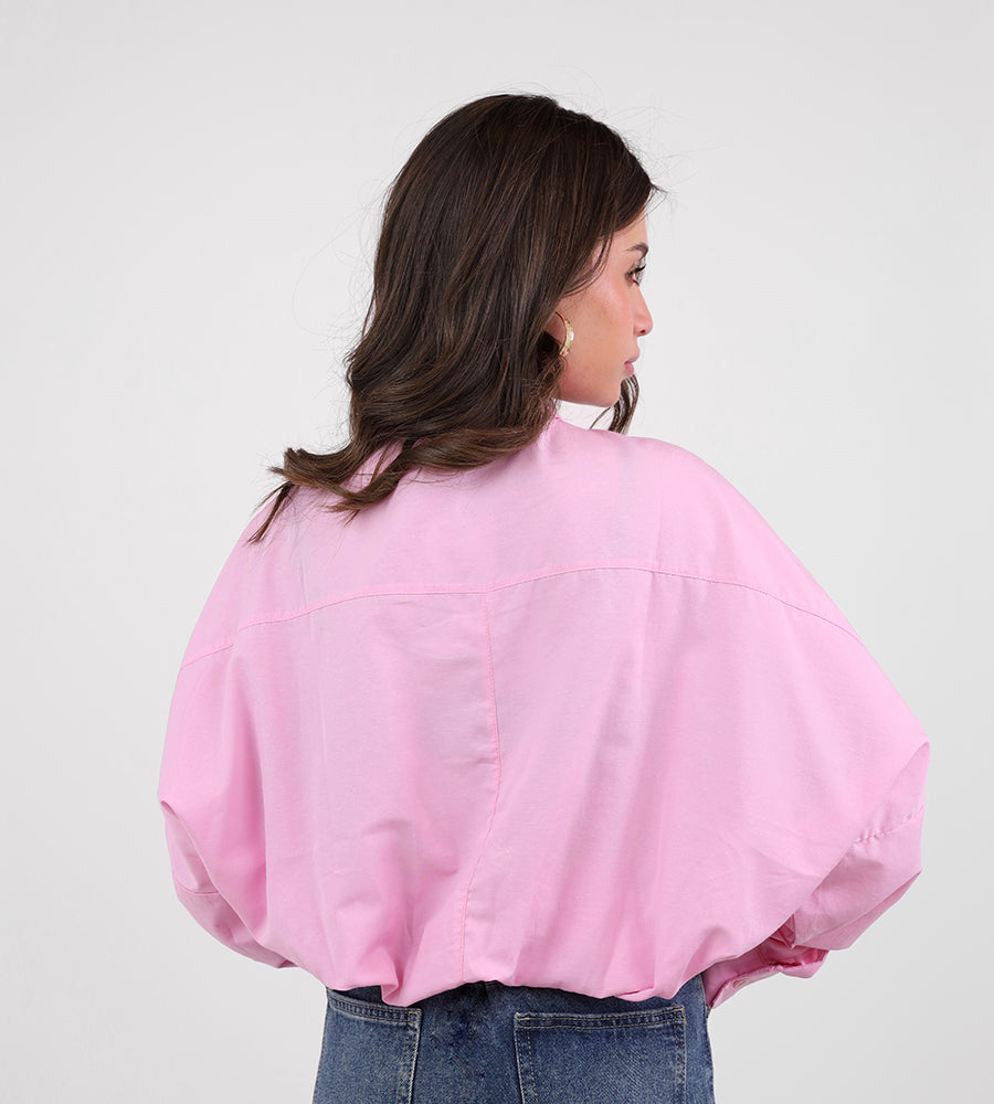 Oversized oval gold button-down shirt