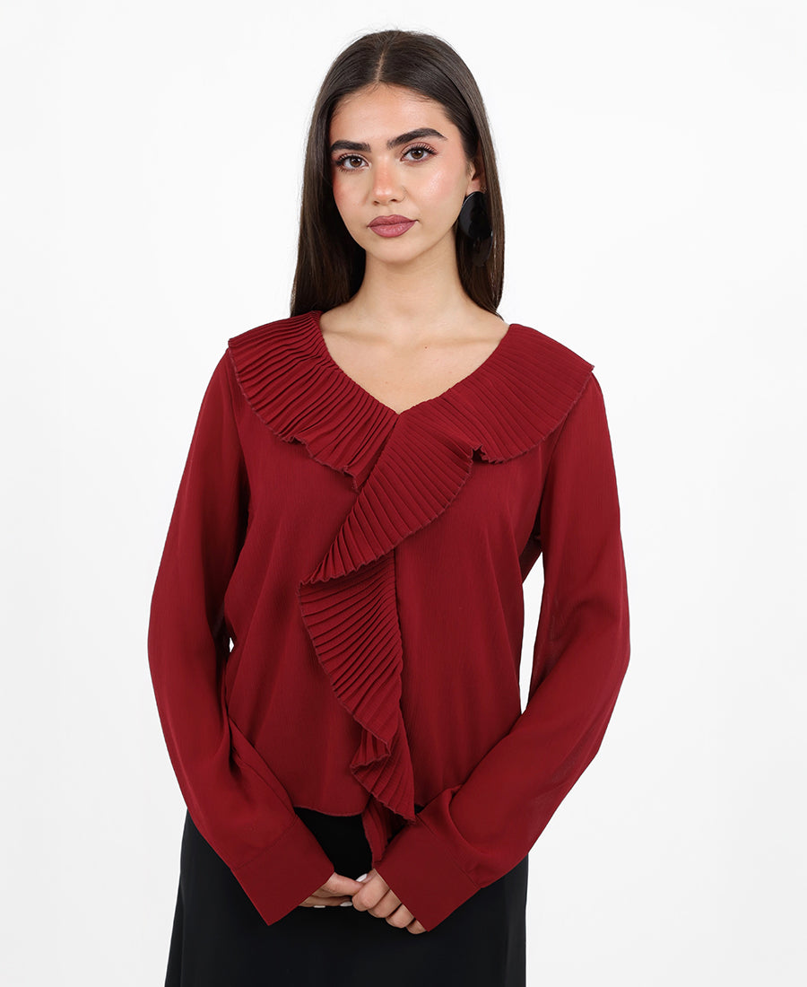 Chiffon blouse with ruffled bodice
