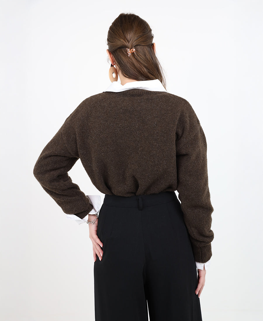 Rhinestone wool blouse