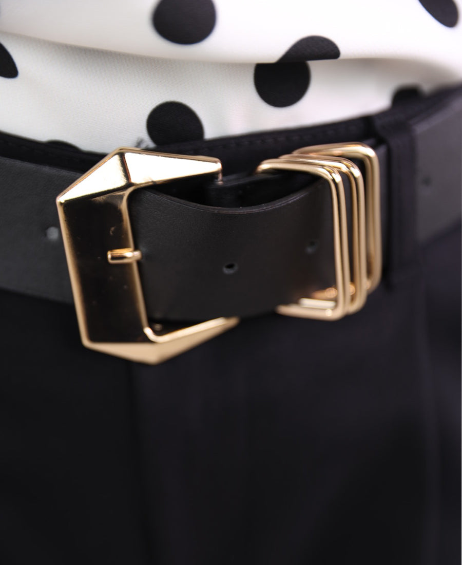 Formal black shorts with belt