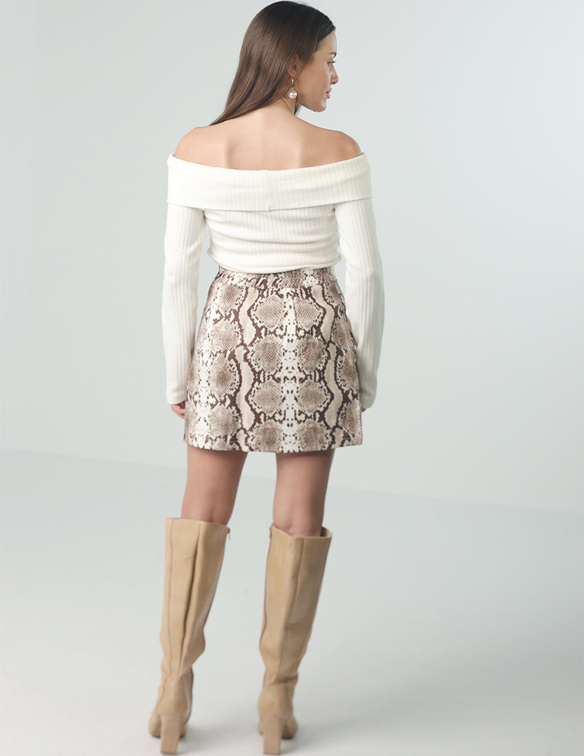 Snake print mini skirt
