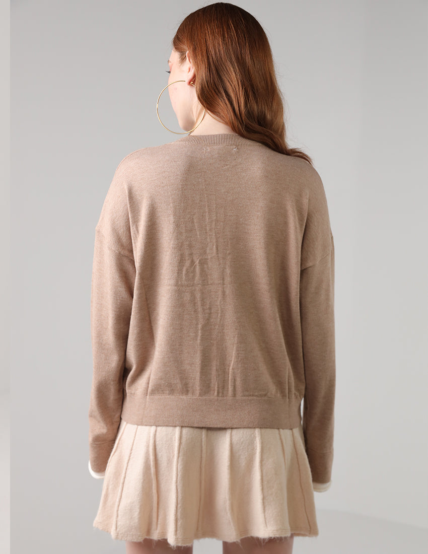 Beige button-down blouse