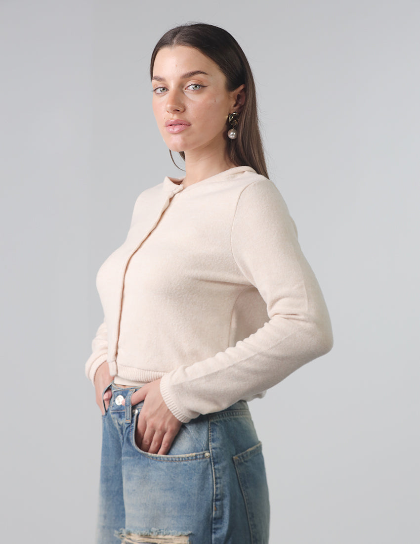 Cardigan with Crew Neckline