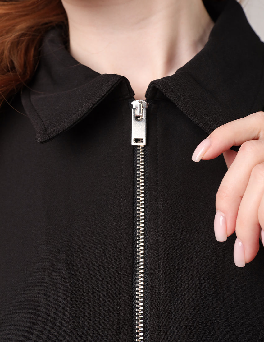 Black jacket and pants set with a side stripe