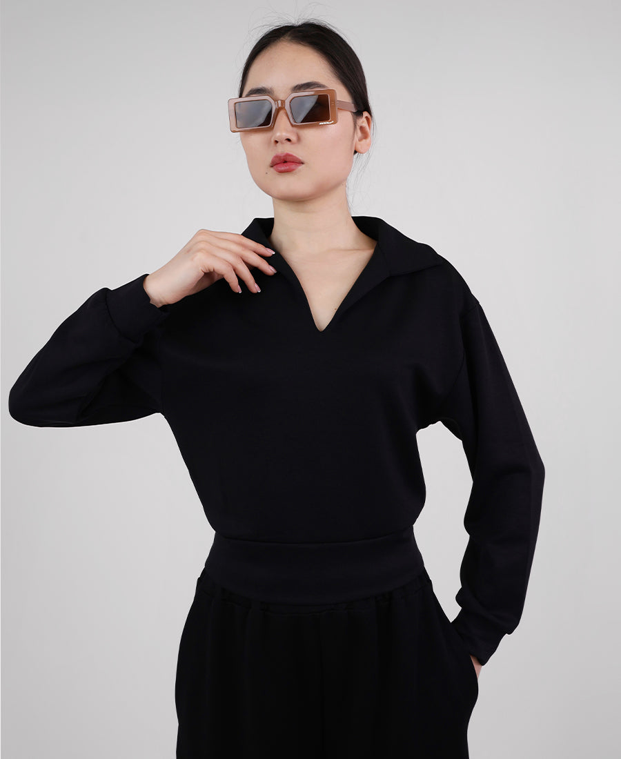 Oversized shirt neck blouse