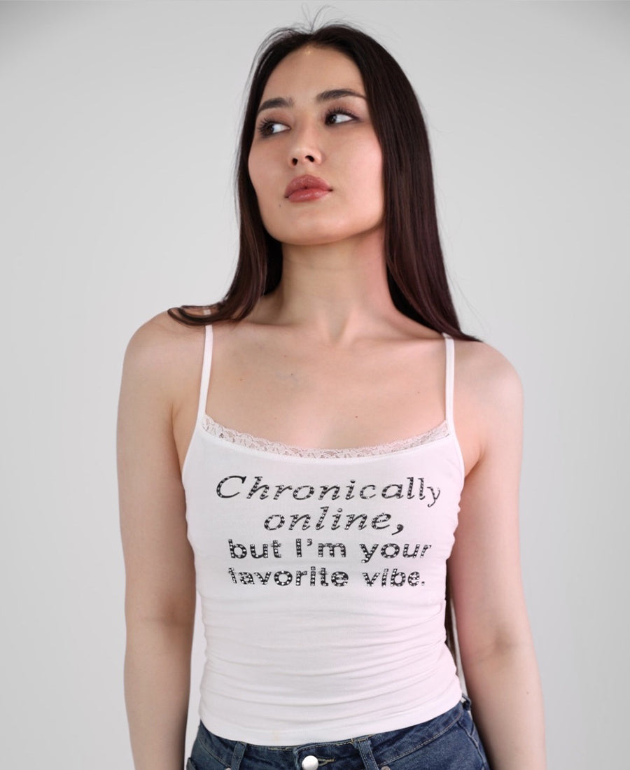 Lace chest drill tank top with strass lyrics