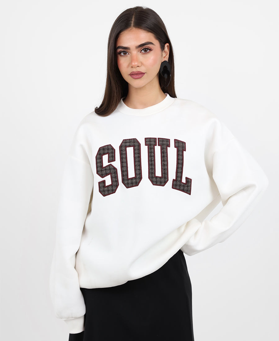 White "SOUL" sweater