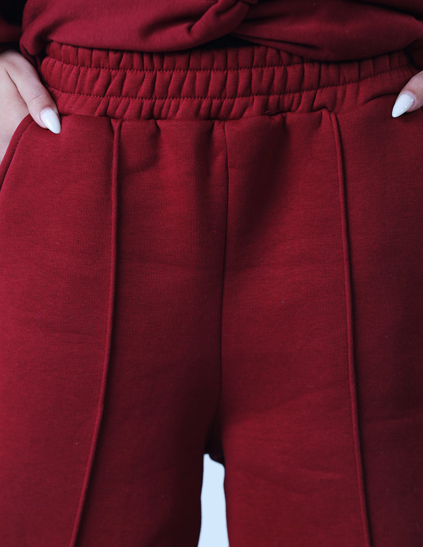 Wide leg sweatpants cotton with center line