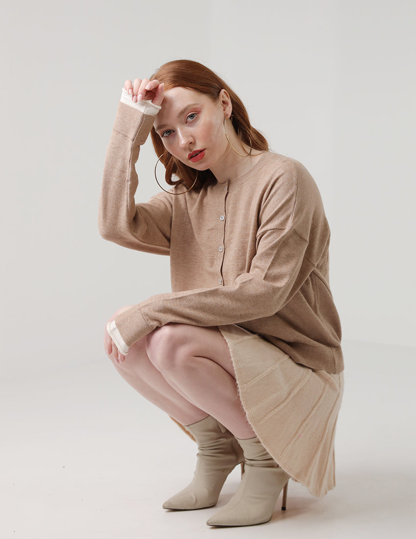 Beige button-down blouse