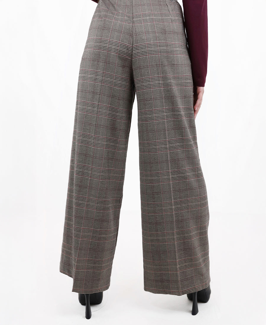 Glen plaid pattern pants