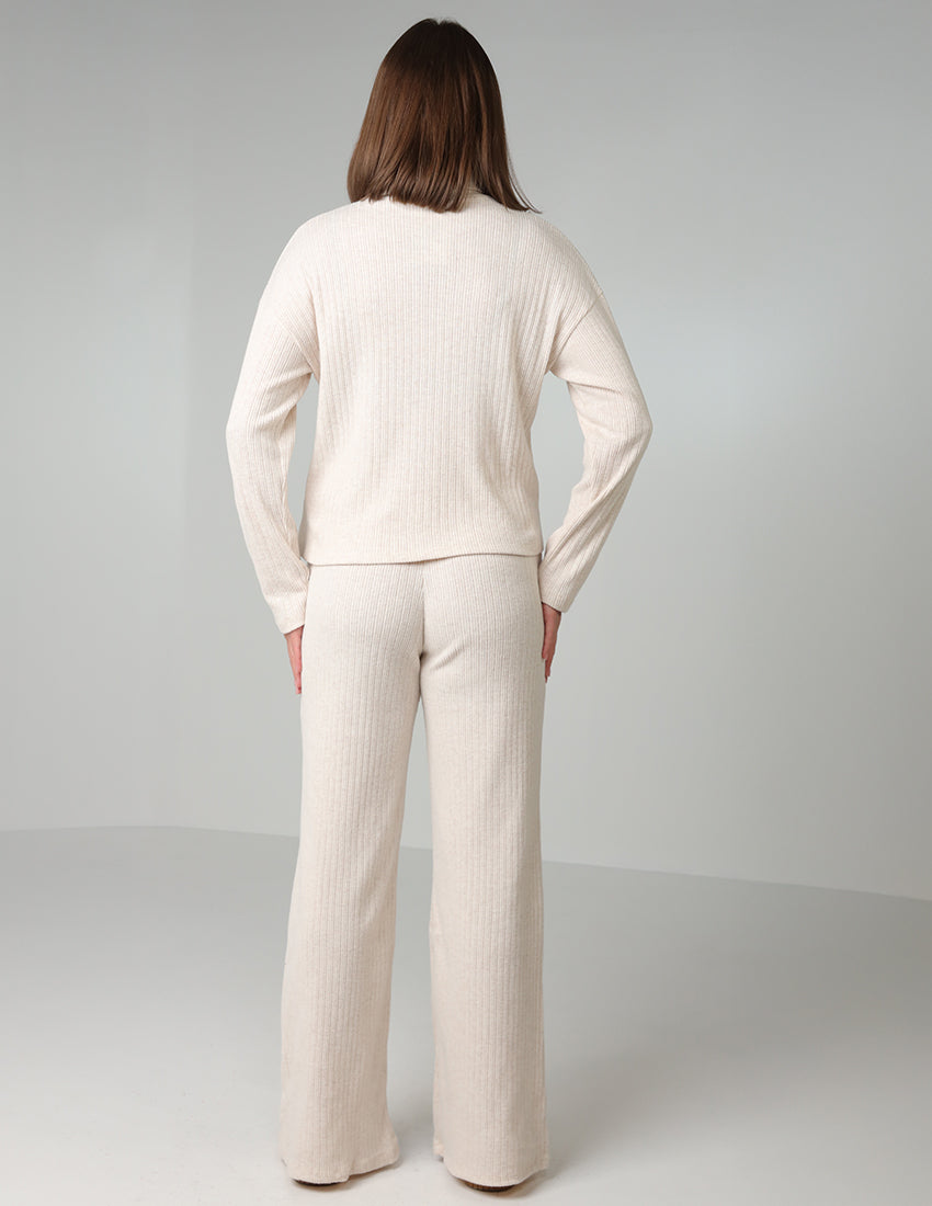 Two-Piece Set: High-Neck Top and Straight-Cut Pants