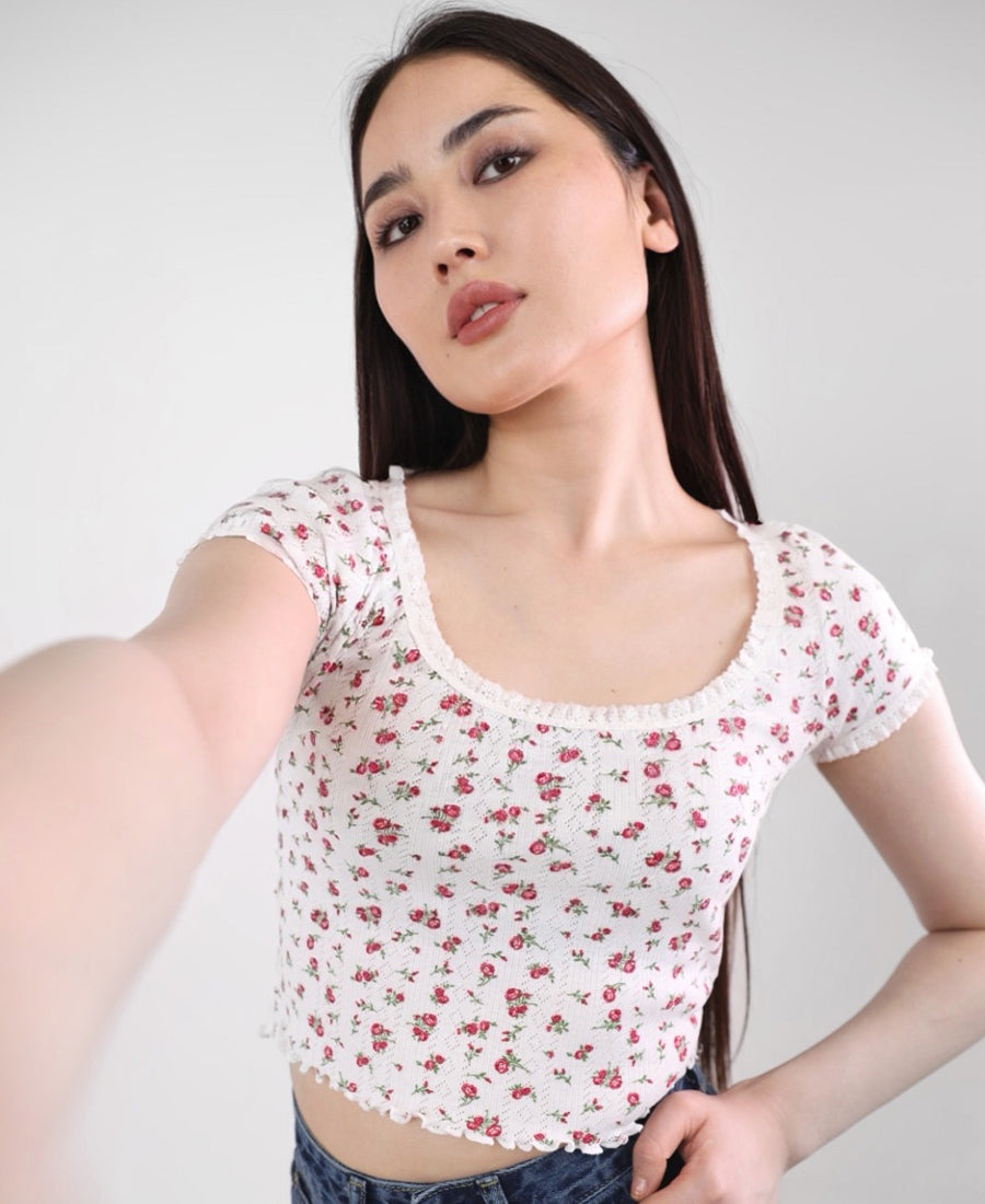 Floral lace T-shirt