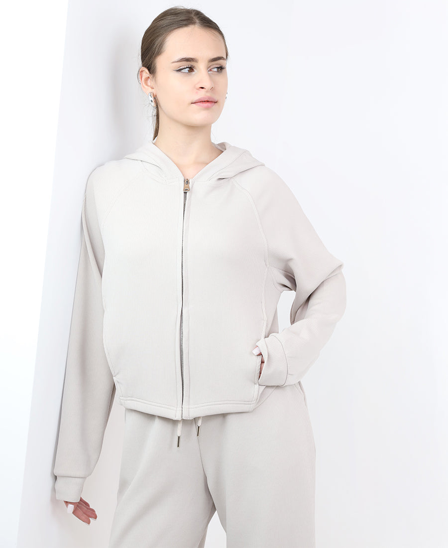 Short ribbed sweatshirt hat