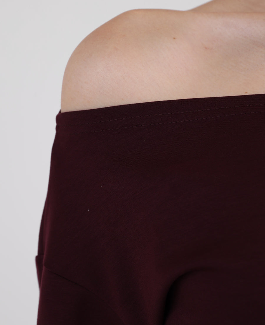 Plain wide-neck blouse