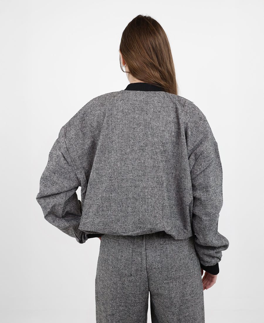 Melange grey zip-up jacket