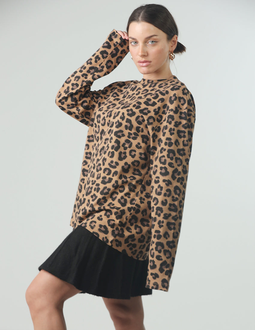 Oversized brown tiger print blouse