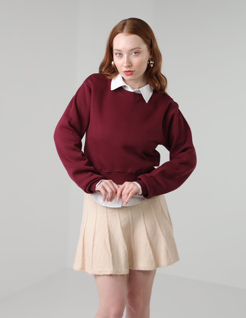 Cotton sweatshirt cropped
