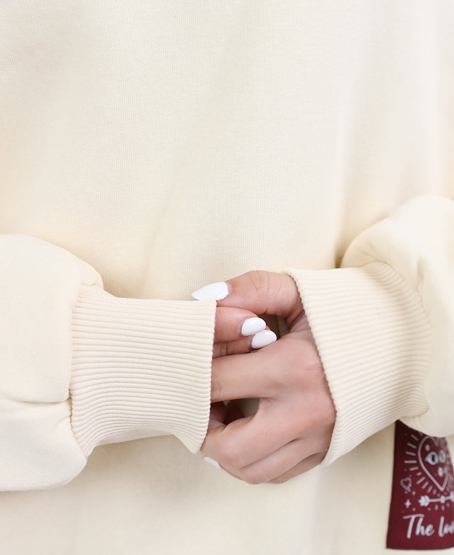 Oversized beige sweater "The lovers"