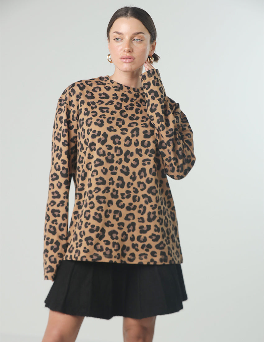 Oversized brown tiger print blouse