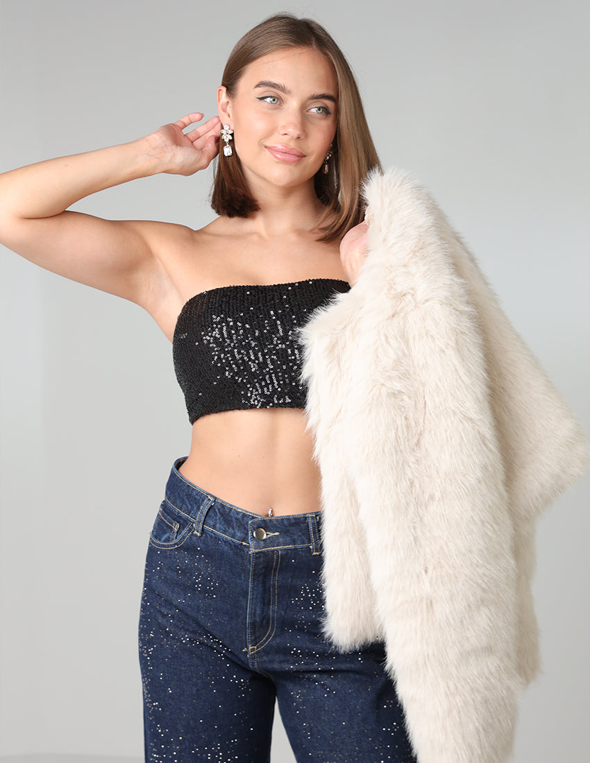 Strapless Sequin Crop Top