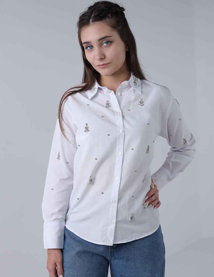 Slim fit shirt with stras