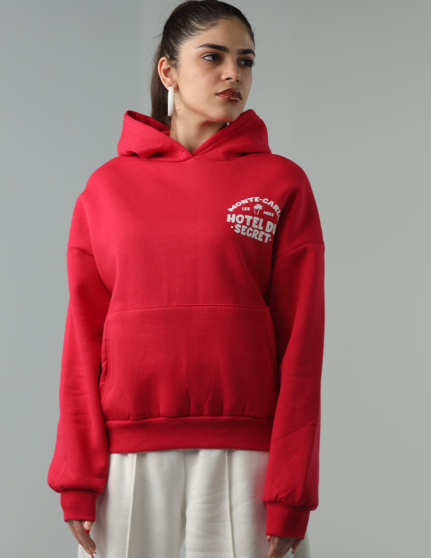 Red Printed Hoodie