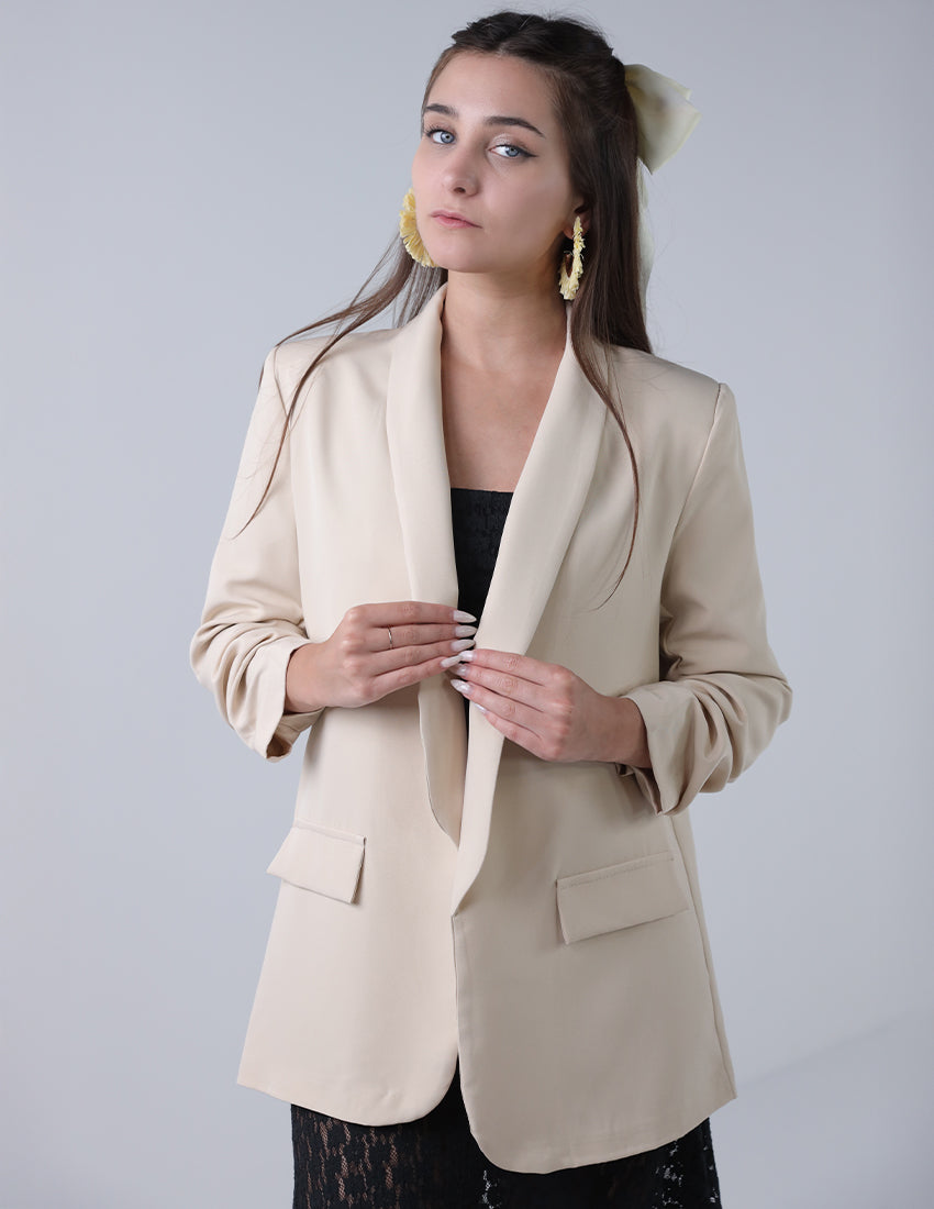Oversized blazer with gathered sleeves