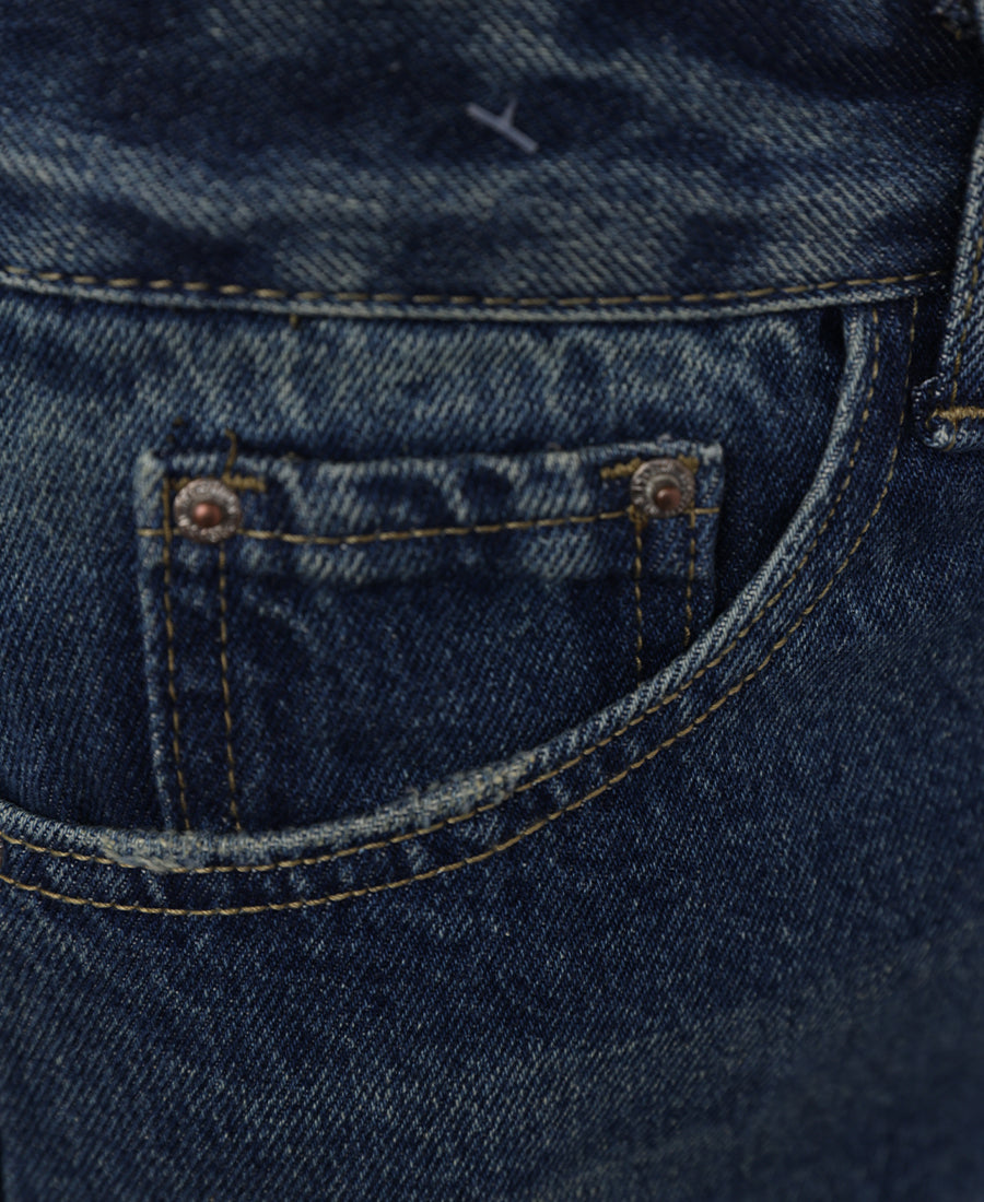 Straightcut cropped dirty blue jeans