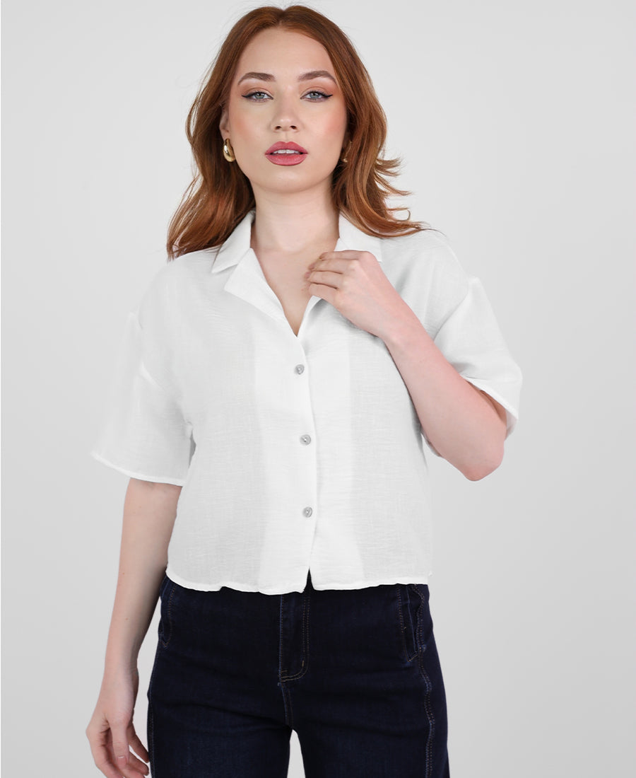 Lenin cropped short-sleeved shirt