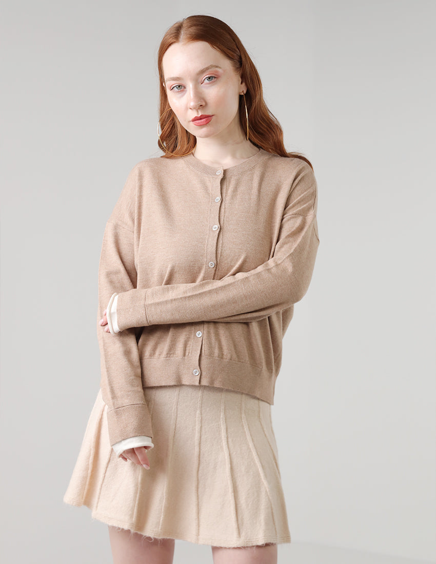 Beige button-down blouse