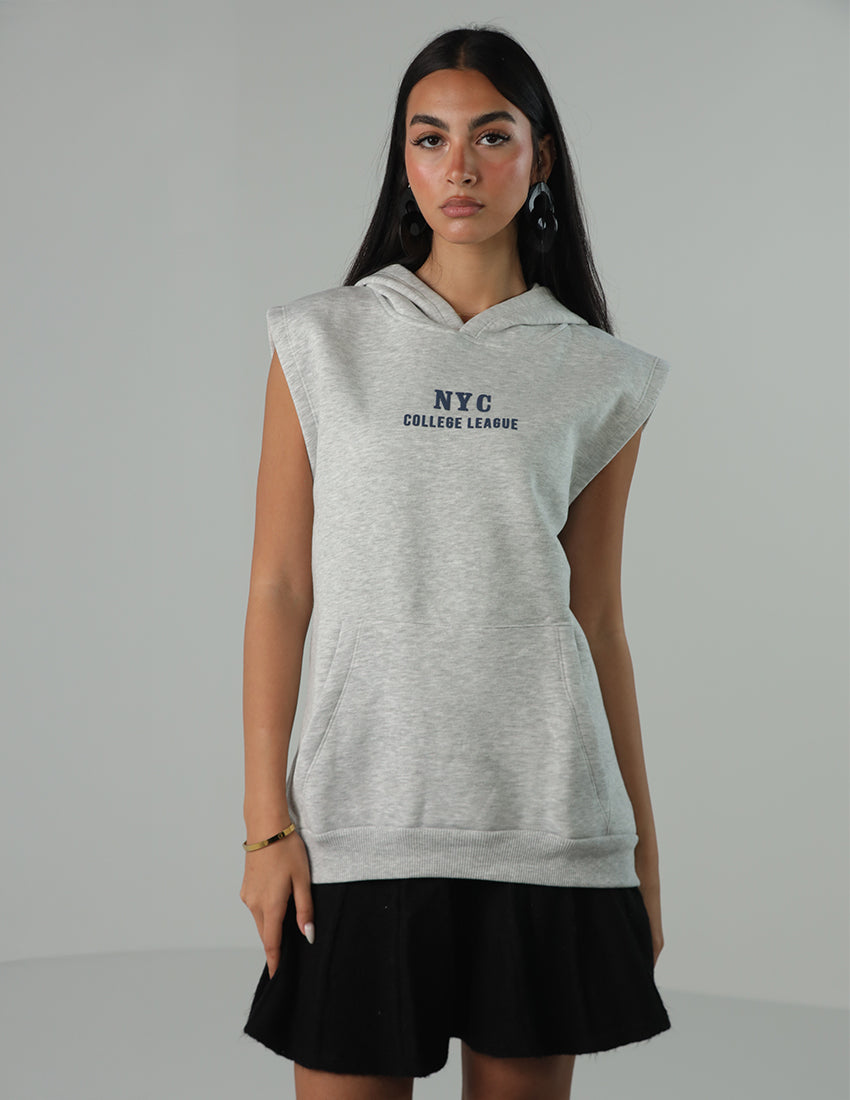 "NYC" sleeveless hoodie