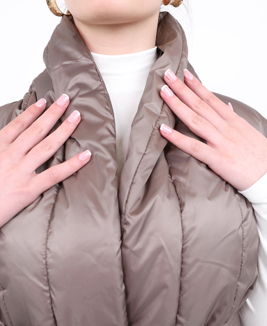 Vest on the back is wool with belt