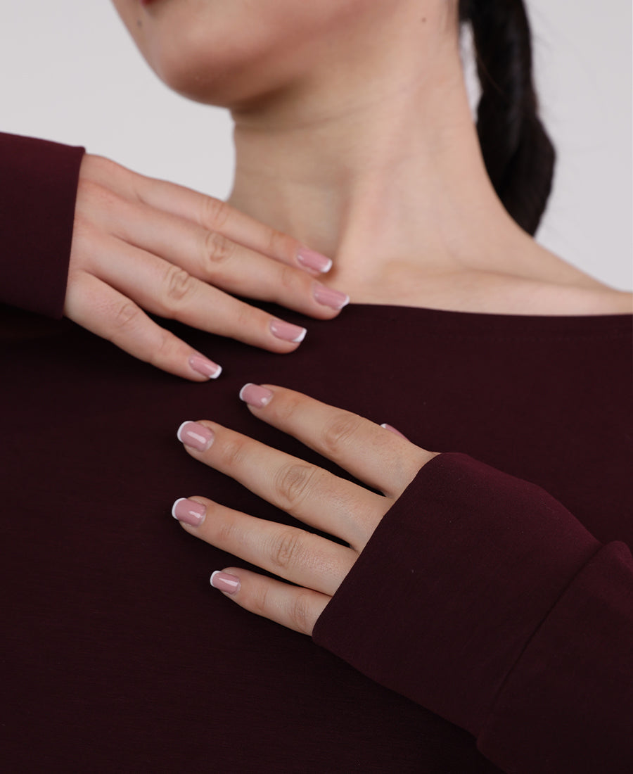 Plain wide-neck blouse