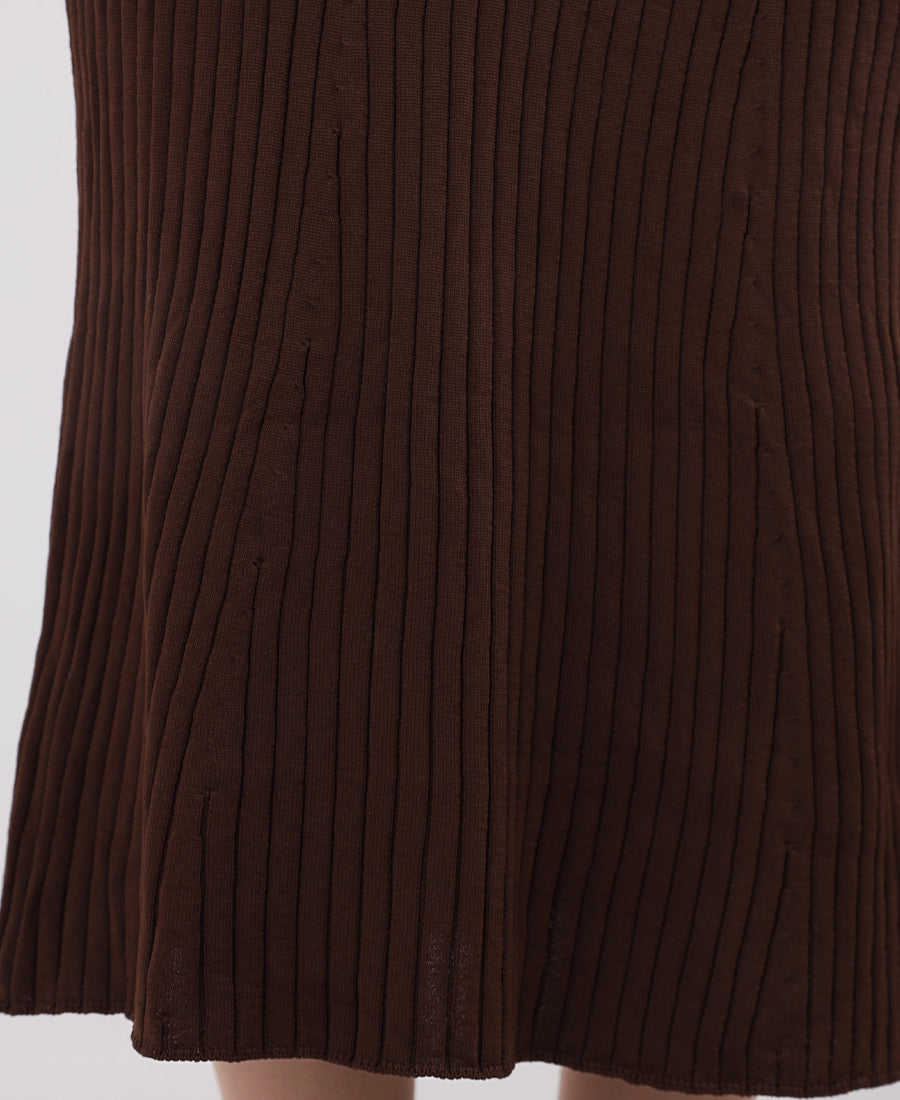 Long brown knit dress