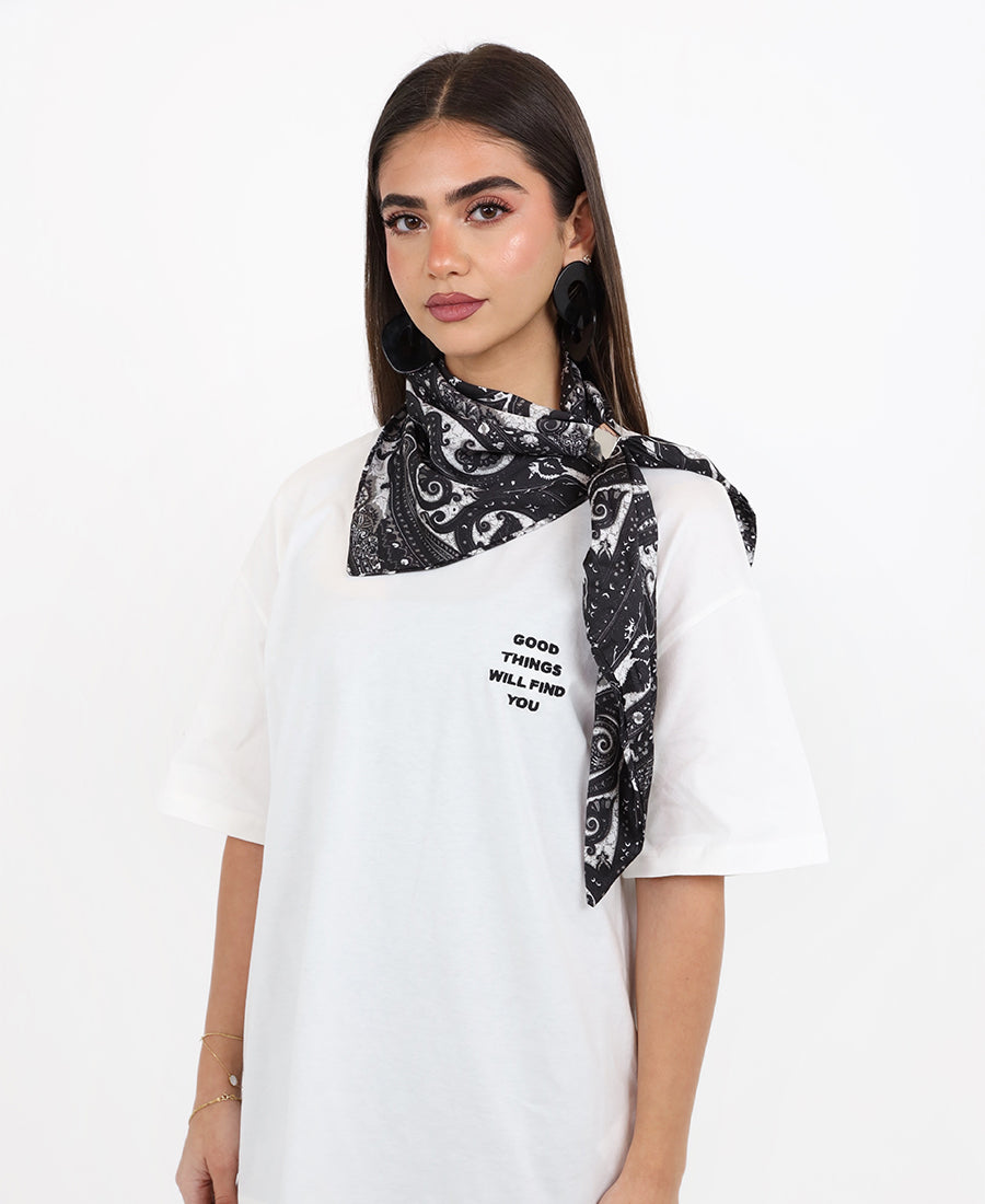 Printed T-shirt with scarf