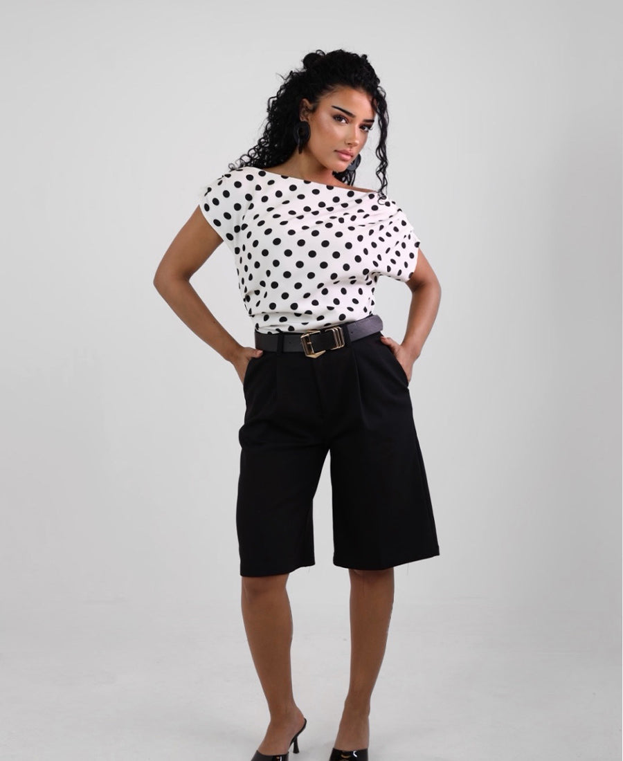 Formal black shorts with belt