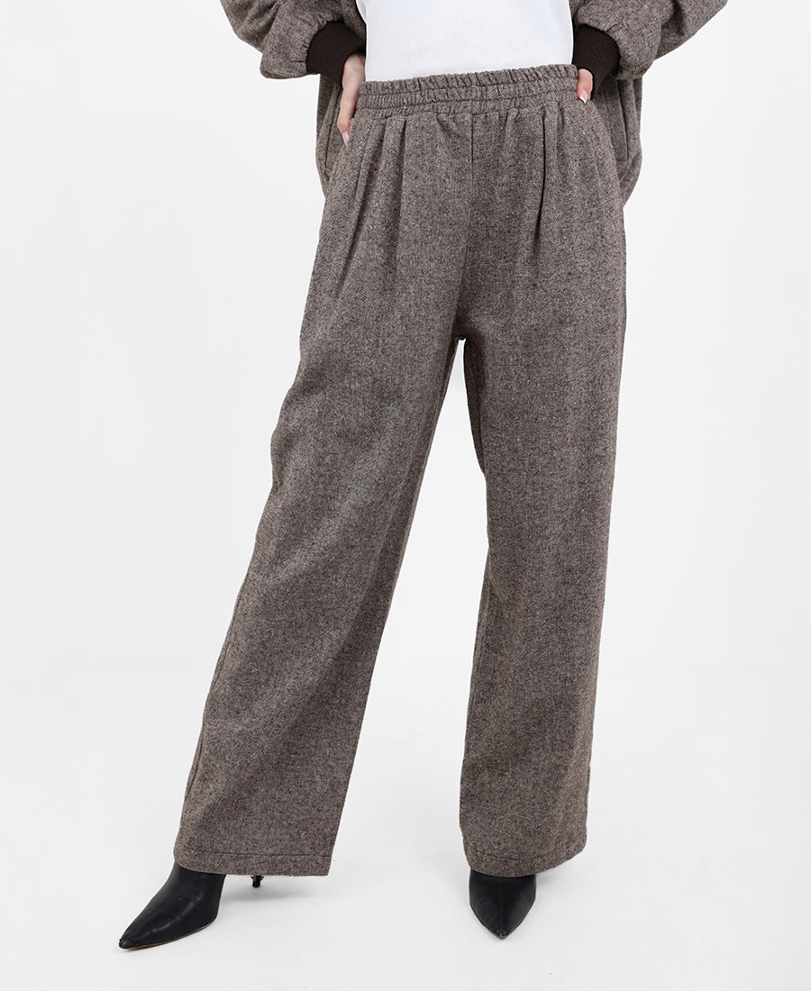 Melange straight-leg trousers