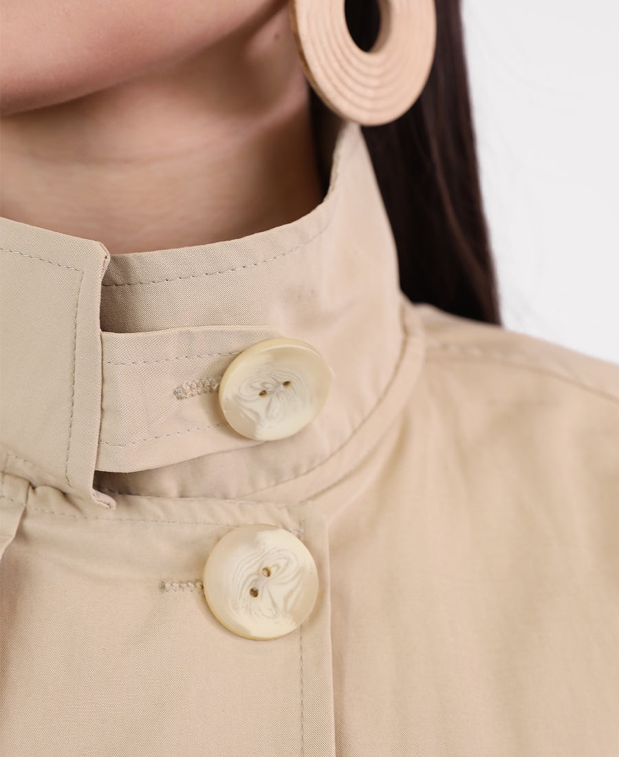 Long trench coat with tie waist