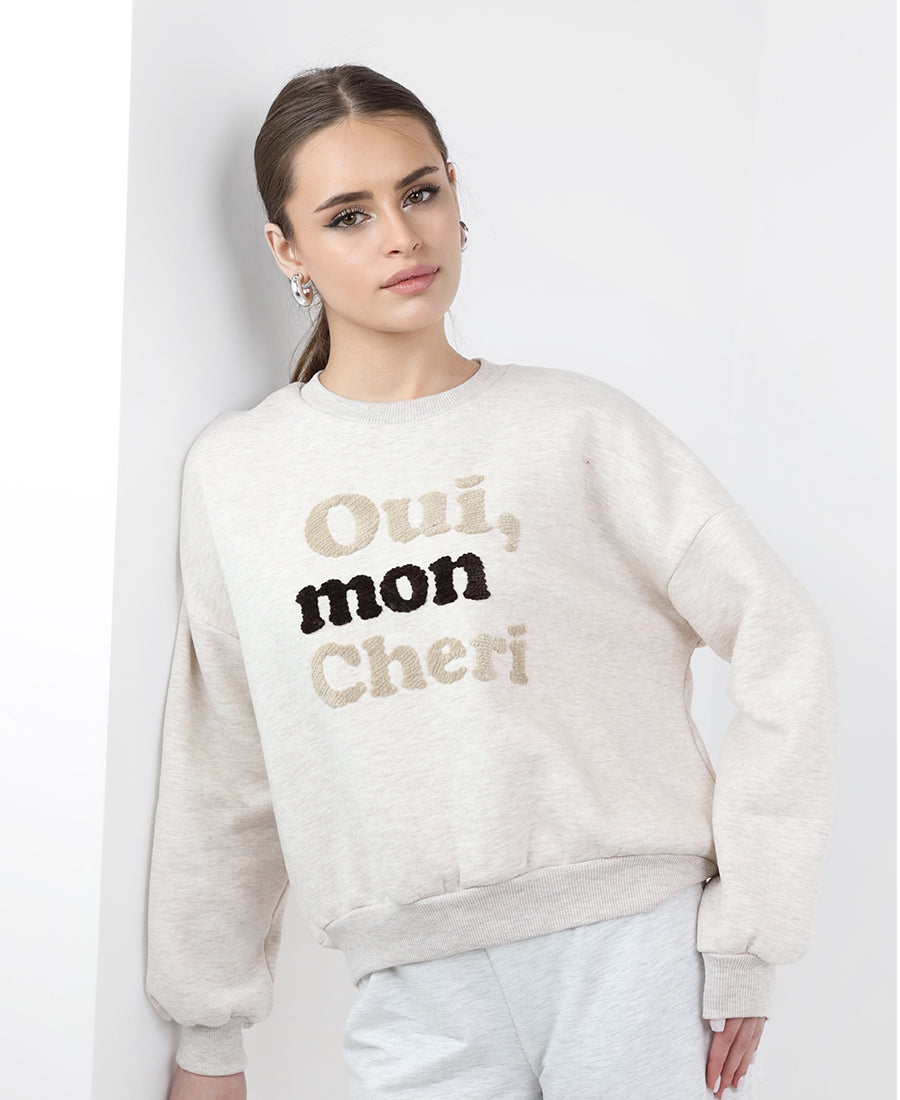 Melange beige "Oui, mon cheri" blouse