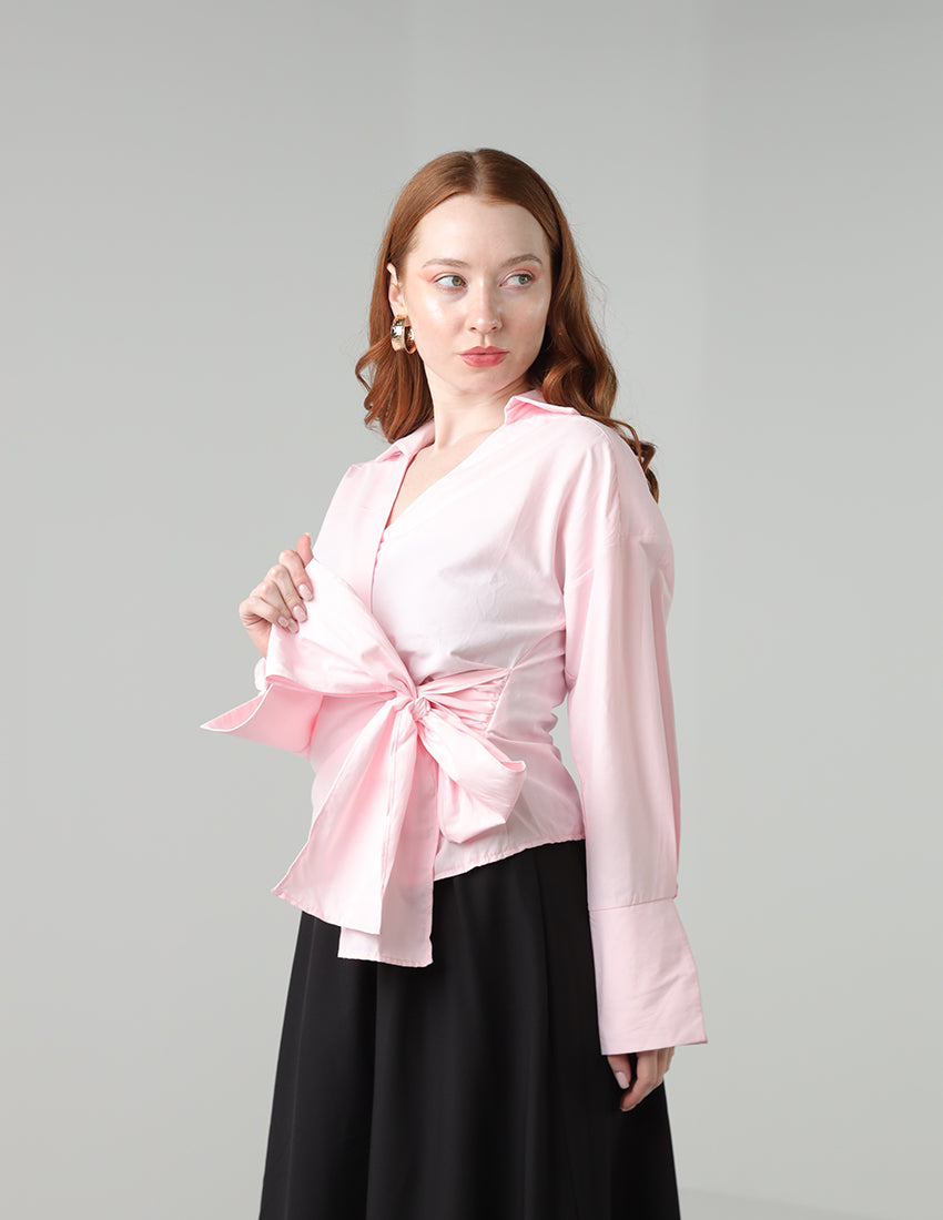Wrap-Front Crop Shirt