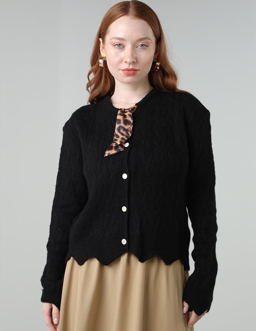 Black Buttoned Cardigan