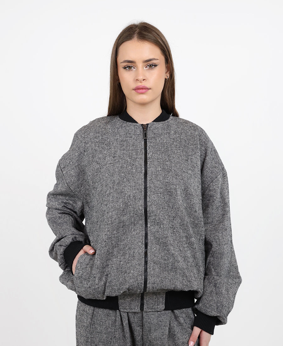 Melange grey zip-up jacket