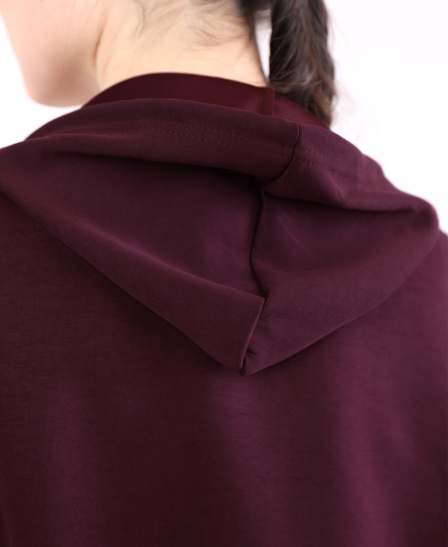 Cropped sweatshirt with zipper and hood