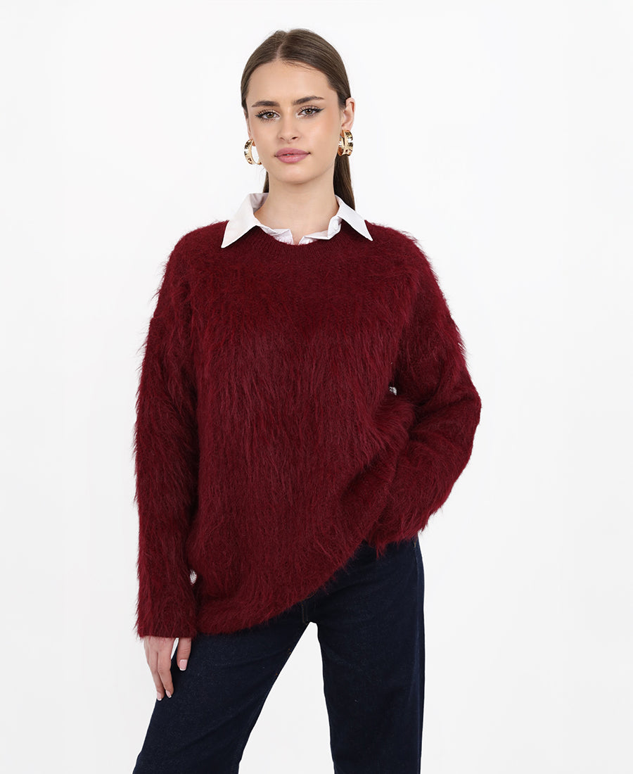 Wool round neck blouse