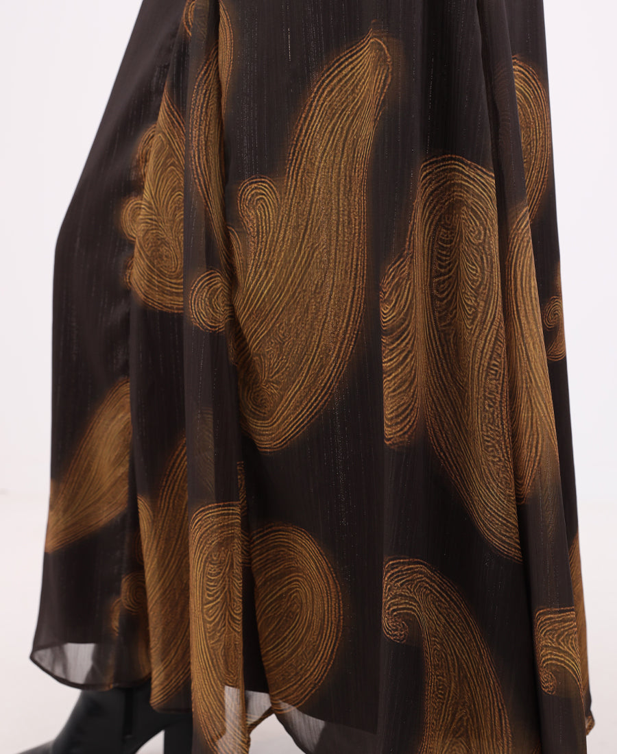 Long chiffon skirt with layered pattern