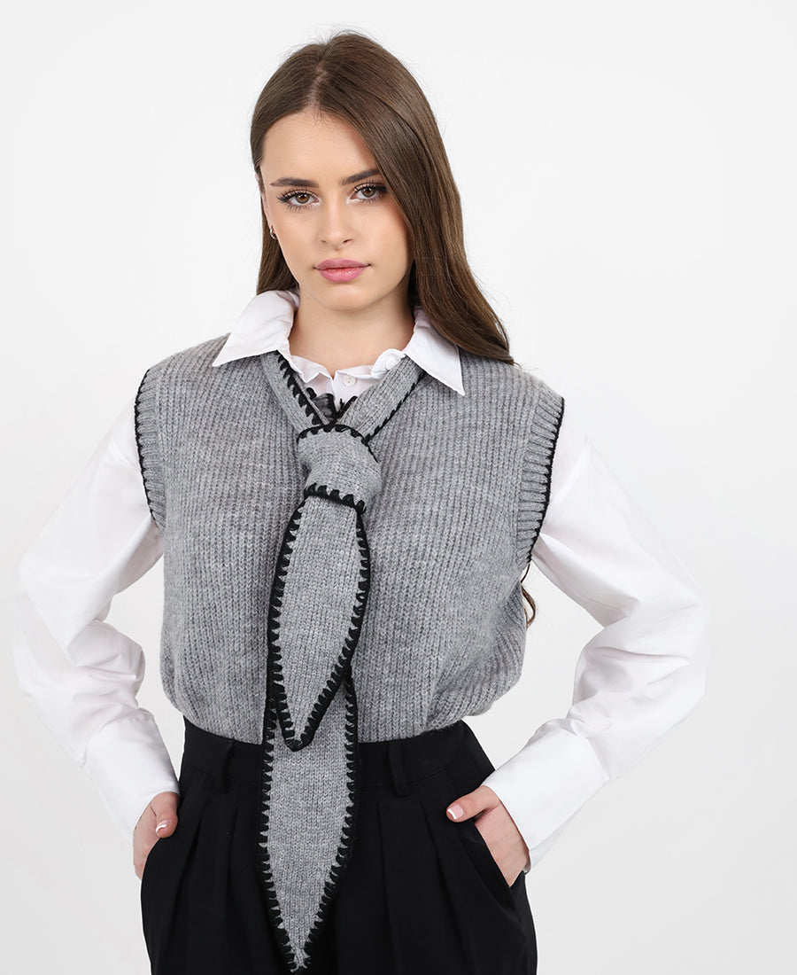 Wool vest with scarf