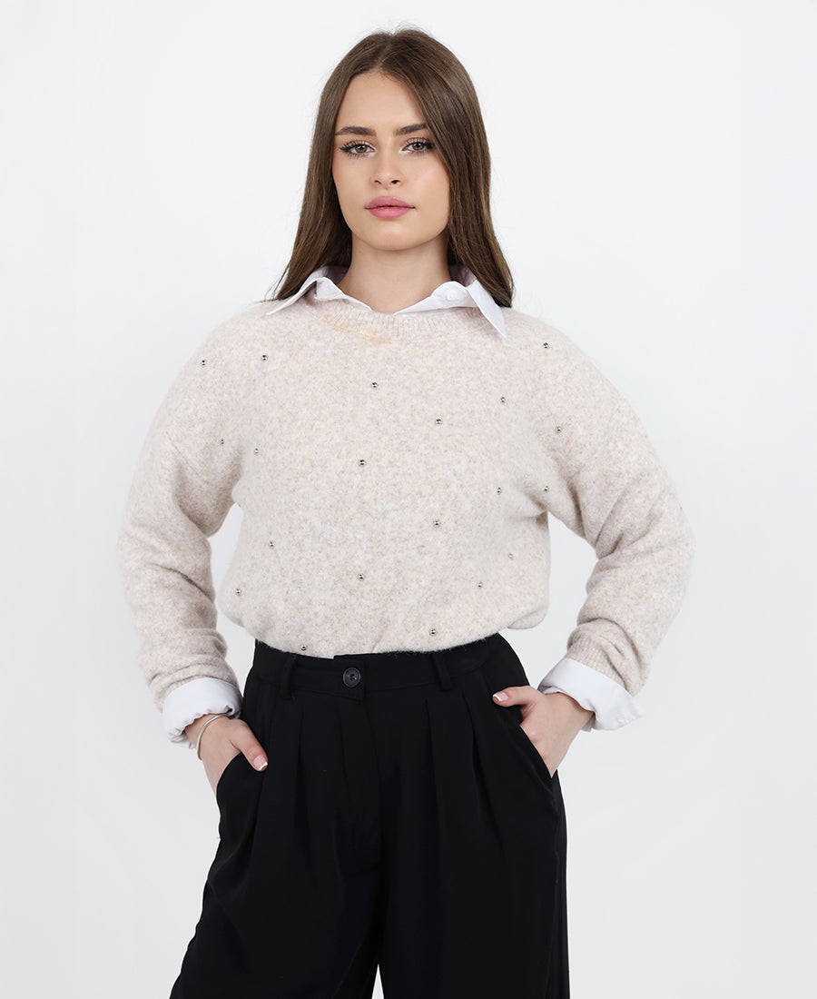 Rhinestone wool blouse